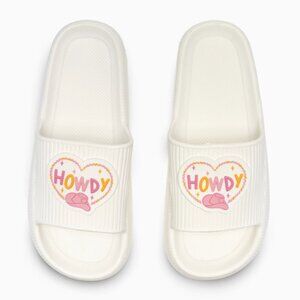 Quick Dry Pool Slide Sandals - Western - "Howdy" - White